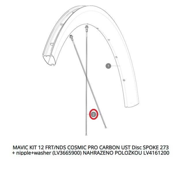 MAVIC KIT 12 FRT/NDS COSMIC PRO CARBON UST Disc SPOKE 273 + nipple+washer (LV3665900) NAHRAZENO POLOŽKOU LV4161200