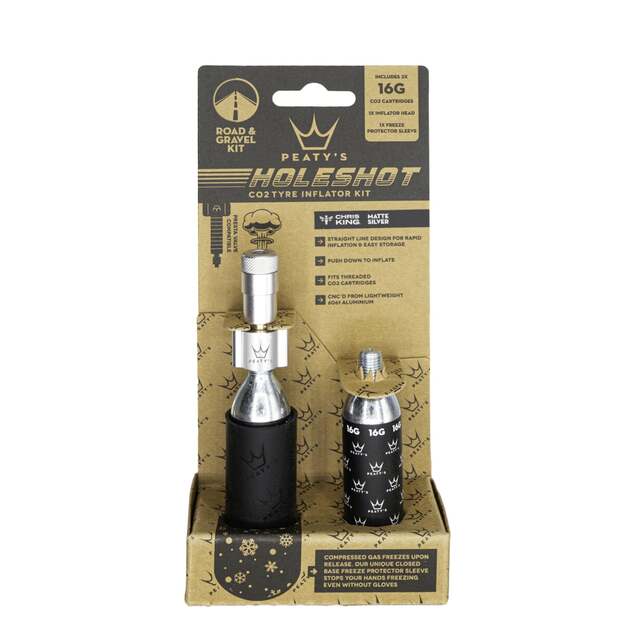 CO2 pompa PEATY S HOLESHOT CO2 TYRE INFLATOR - ROAD & GRAVEL (16G) - SILVER (PPR-HTI-RAG-SIL-12) 1
