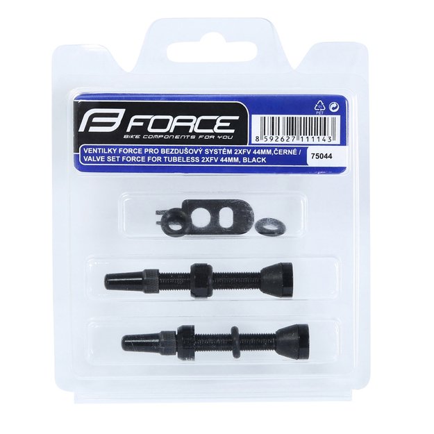 Ventiliai FORCE bekamerinėms padangoms 2xFV 44mm (juodi) 1