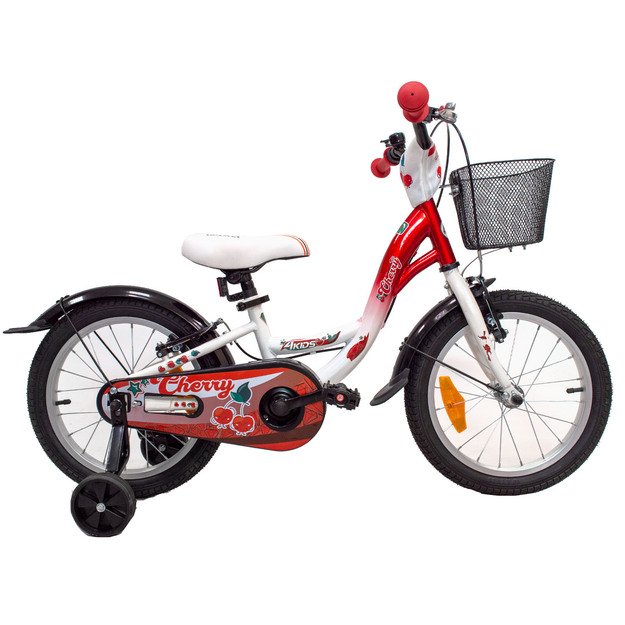 Vaikiškas dviratis 4KIDS Cherry 16  dydis 9.5 (24 cm) (plieninis, raudona/balta)