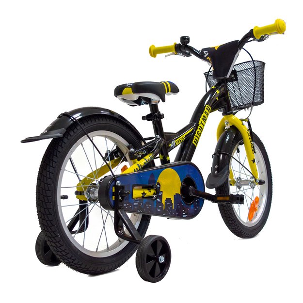 4KIDS Nightman 16  // 1G, dydis 10  (25.5 cm), V-Brake ir Kojinis stabdžiai, plieninis (juoda/mėlyna) 1