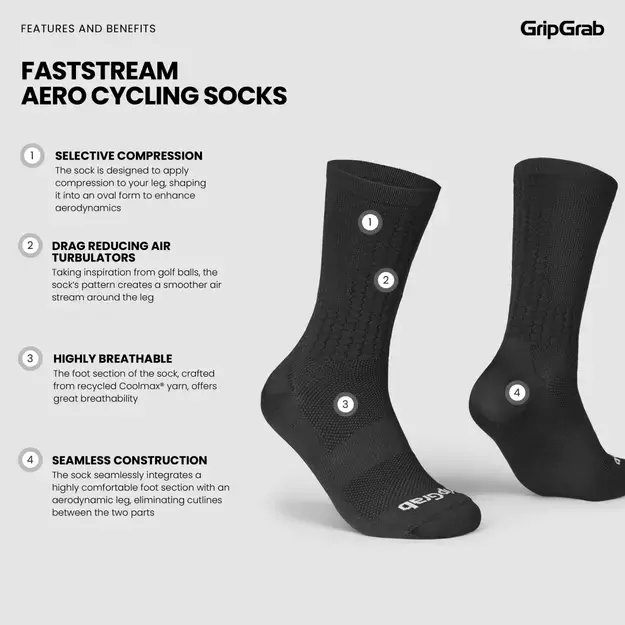 GripGrab FastStream Aero kojinės | Black 3