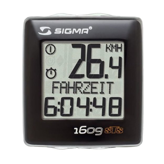 Dviračio kompiuteris Sigma BC 1609 STS // belaidis, 16 funkc. (juoda/sidarbinė)