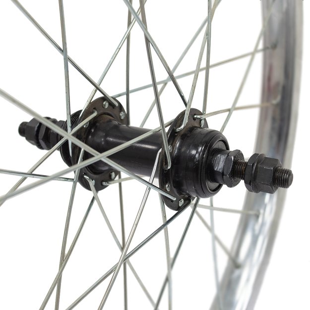 Galinis ratas 20  // V-Brake, 28H, užsukamam žvaigždžių blokui, viengubas, sidabrinis, plienas 2