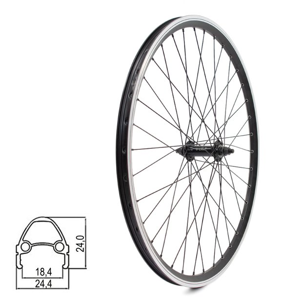 Priekinis ratas 26  // V-Brake, 36H, veržlė, dvigubas, kniedytas, aliuminis