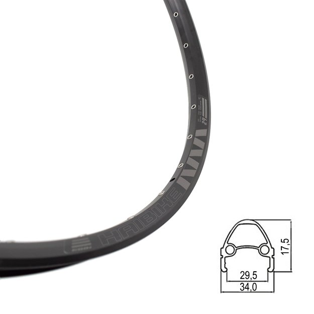 Ratlankis HAIBIKE RODI TRYP30 29  (622x30TC) // bekamerinis (Tubeless Ready), 32H, AT6 23 , diskiniams stabdžiams, kniedytas, dvigubas