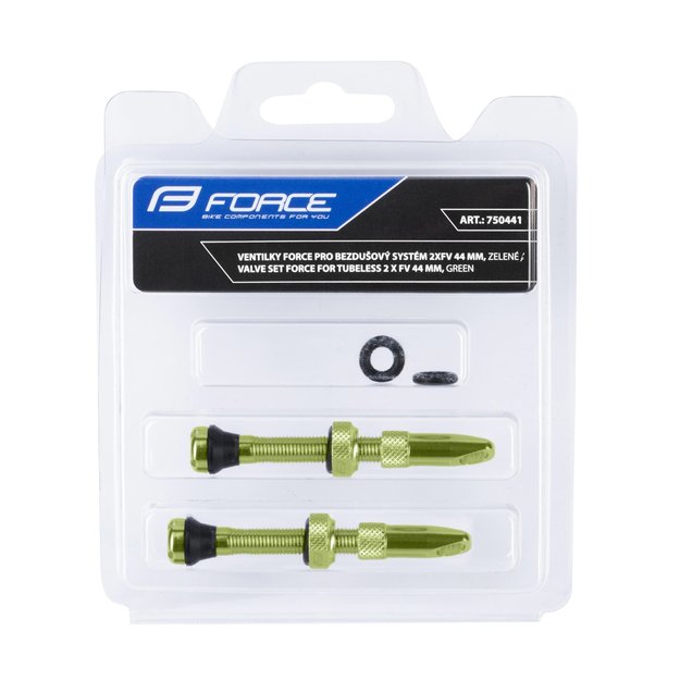 Ventilių komplektas FORCE bekamerinėms padangoms FV 44mm (žali) 1