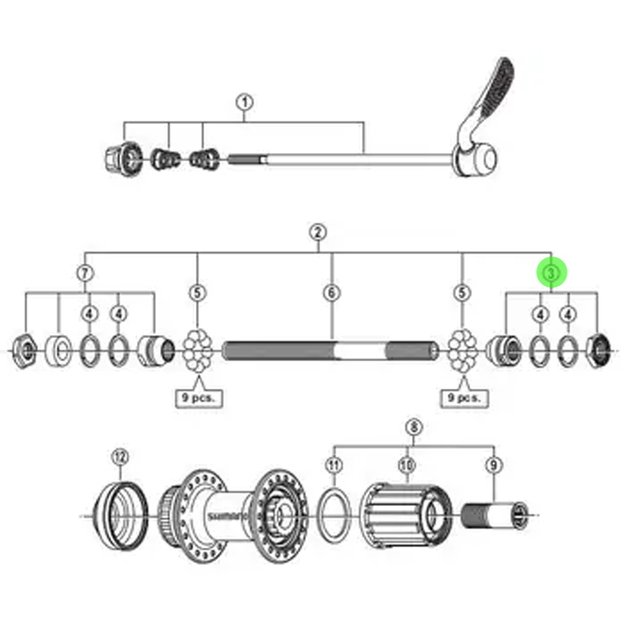 Veržlė ir konusas Shimano FH-RM66 (de&scaron;inė)   1