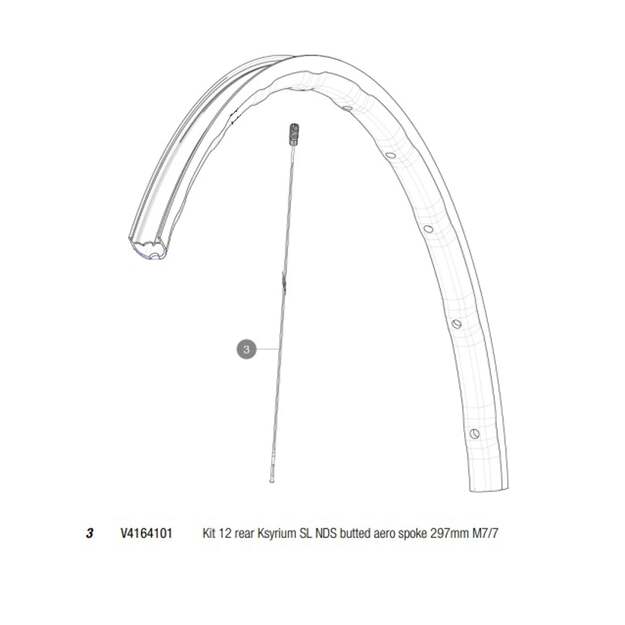 MAVIC KIT 12 REAR KSYRIUM SL NDS BUTTED AERO SPOKE 297MM M7/7 (V4164101)