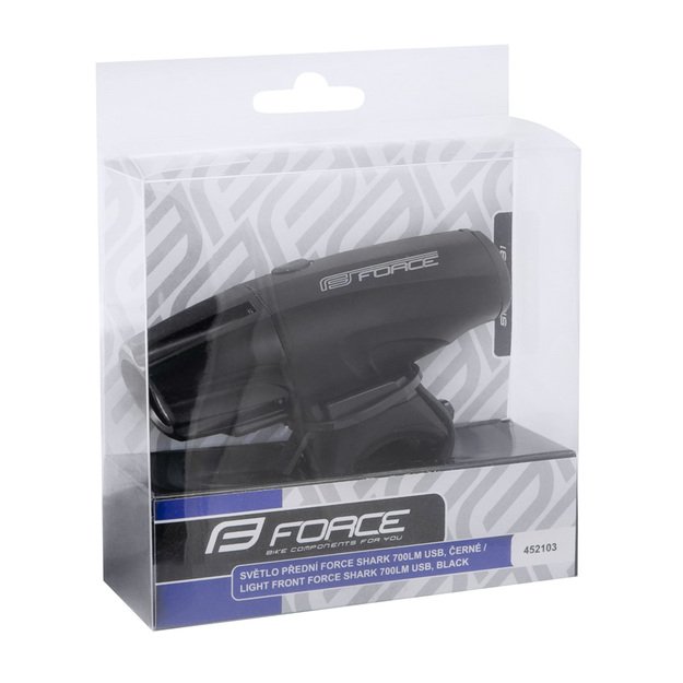 Priekinis žibintas FORCE Shark 700 USB (juodas) 1
