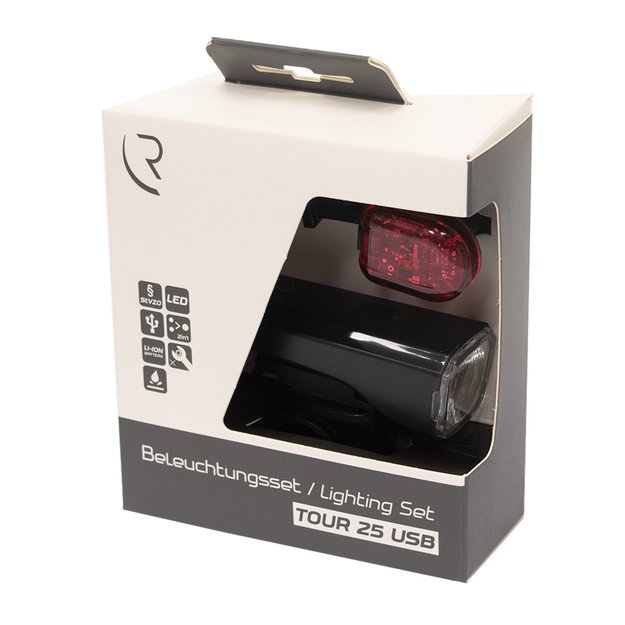 Žibintų komplektas RFR Light Set TOUR 25 LUX // Micro-USB