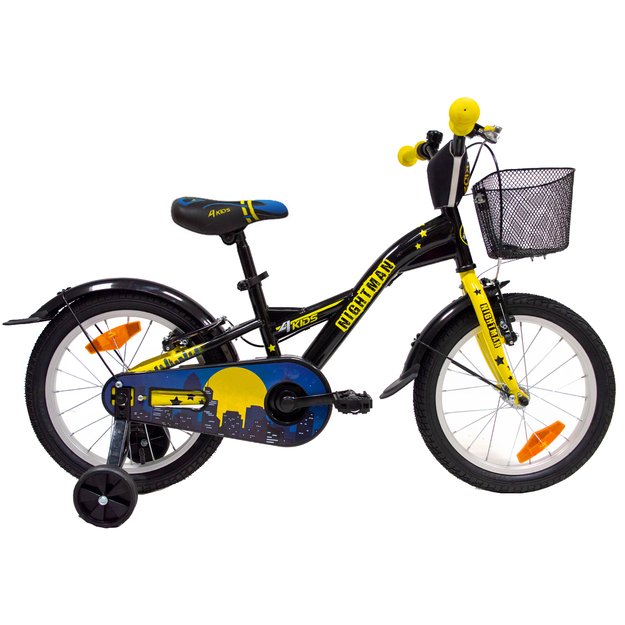 Vaikiškas dviratis 4KIDS Nightman 16  dydis 10  (25.5 cm) (plieninis, juoda/mėlyna)