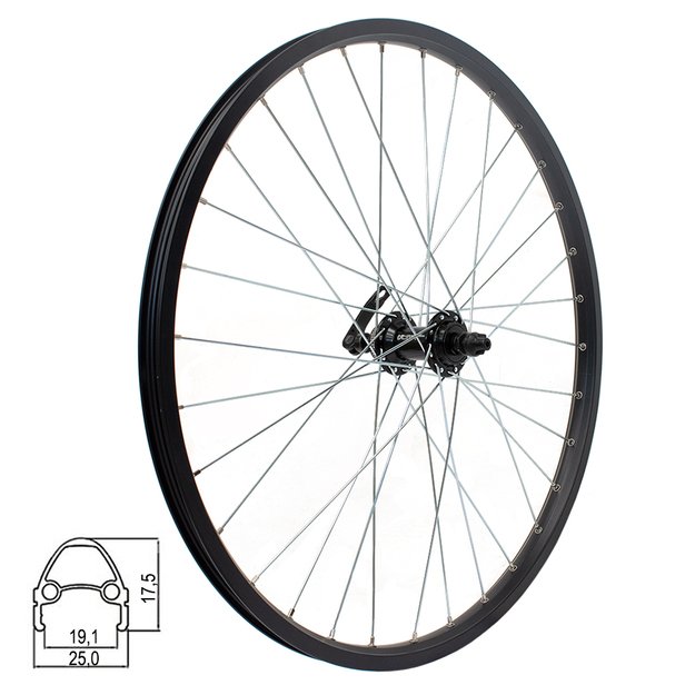 Priekinis ratas J19SB 24  d-brake CL, 32H, QR, kniedytas, dvigubas