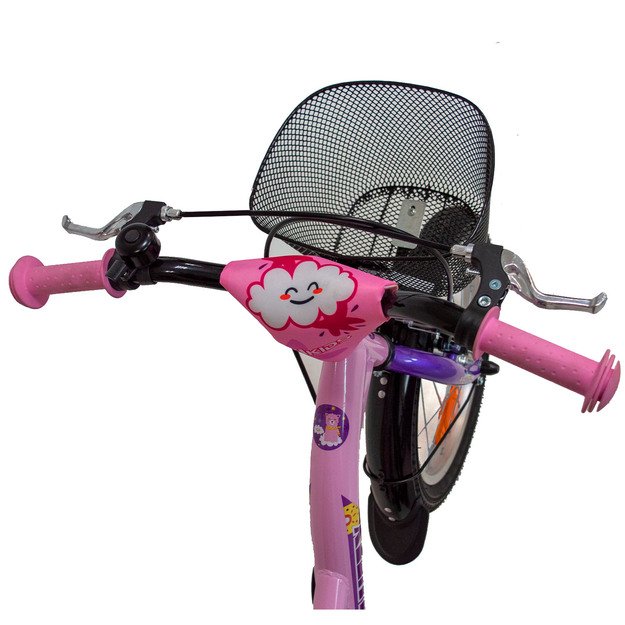 4KIDS Fluffy 16  // 1G, dydis 9.5  (24 cm), V-Brake ir Kojinis stabdžiai, plieninis (rožinė) 2