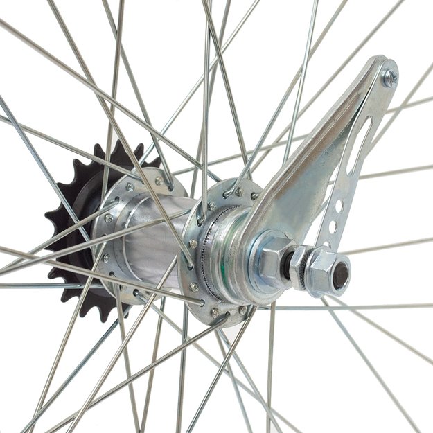 Galinis ratas Dynamic 26  // V-Brake + kojinis stabdis, 36H, 1 pav. 19T, dvigubas ratlankis, be kniedžių, veržlė, aliuminis 1