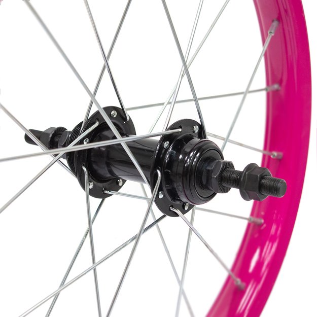 Galinis ratas 16  // V-Brake, 20H, užsukamam žvaigždžių blokui, viengubas, rožinis, plienas 1