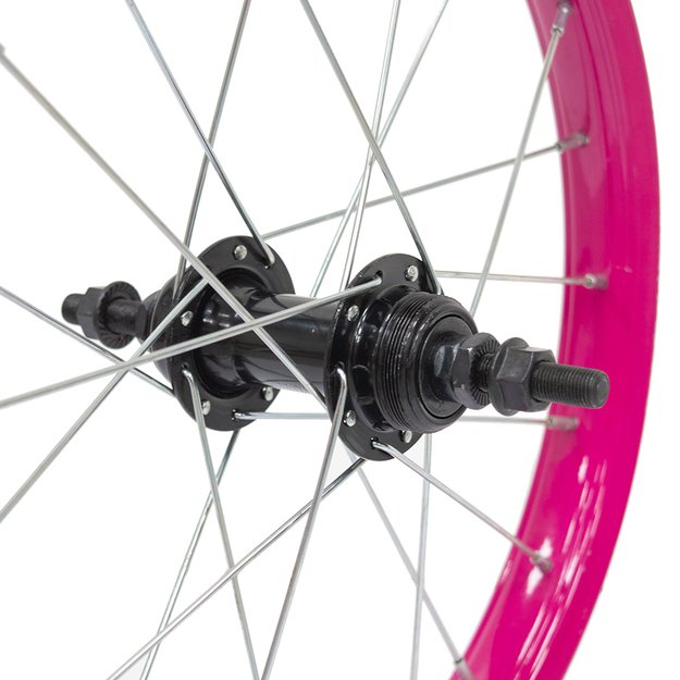 Galinis ratas 16  // V-Brake, 20H, užsukamam žvaigždžių blokui, viengubas, rožinis, plienas 2