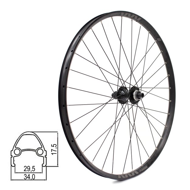 Galinis ratas HAIBIKE RODI TRYP30 Tubeless Ready 29  // diskiniai CL, 32H, kasetė, Thru-Axle, Shimano Thru Boost MT510 12 pav., aliuminis