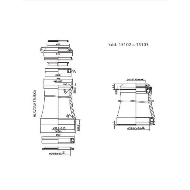 Vairo kolonėlė FORCE TAPER 1 1/8