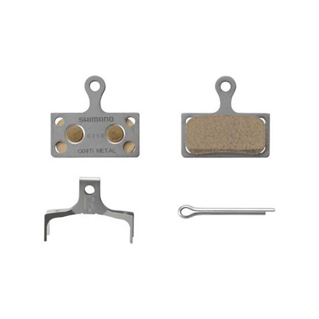 Diskinių stabdžių kaladėlės Shimano G04Ti-MX Metal pad and spring with split pin (pair)