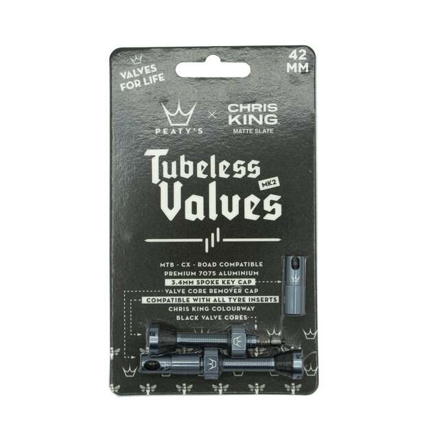 Bekamerinės sistemos ventiliai PEATY S X CHRIS KING (MK2) SLATE TUBELESS VALVES 42MM (PTV2-42-SLT-12) 1