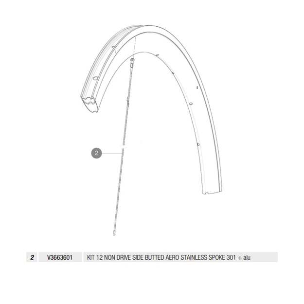 MAVIC KIT 12 NON DRIVE SIDE BUTTED AERO STAINLESS SPOKE 301 + ALU NIPPLE + WASHER (V3663601)