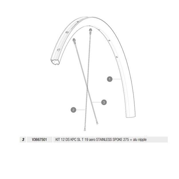 MAVIC KIT 12 DS KPC SL T 19 AERO STAINLESS SPOKE 275 + ALU NIPPLE + WASHER (V3667501)
