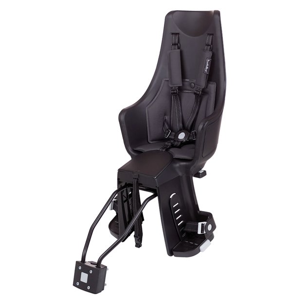Dviračio kėdutė BoBike Exclusive® Maxi Plus // be galinio žibinto, tvirtinimas prie rėmo (juoda)