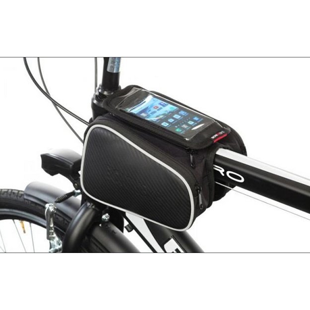 Krepšelis su 2 kišenėm ant rėmo su telefono dėklu BONIN L 17x9cm (juodas) 1