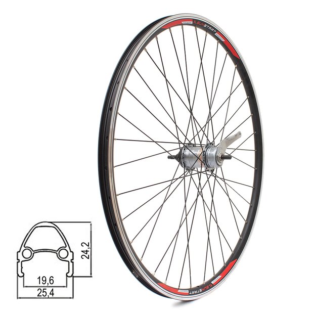 Galinis ratas Sunstart 28/29  // V-Brake + kojinis stabdis, 36H, 3 vidinės pavaros, dvigubas ratlankis, be kniedžių, veržlė, aliuminis