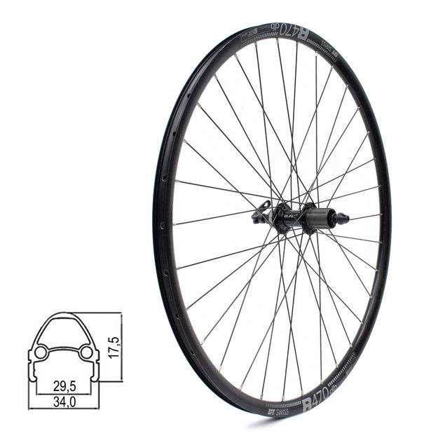 Galinis ratas DT SWISS R470db 28/29  // diskiniams Center-Lock, 32H, kasetė, greitveržlė - QR, be kniedžių, aliuminis