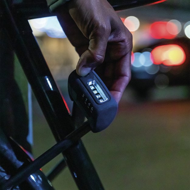 Spyna ABUS BORDO&trade; Combo 6000C/90 LED Black SH // sulankstoma, su LED &scaron;viesa, 90 cm (juoda)