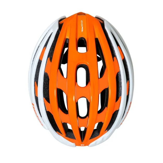 &Scaron;almas HEBO Casco Bici Core // dydis: 55-58 cm (balta/oranžinė)