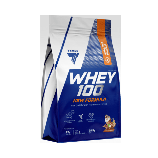 Baltymų milteliai TREC Whey 100 New Formula 700g, lazdyno rie&scaron;utų skonio