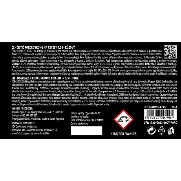 Valymo priemonė / degreaser grandinei FORCE Strong // 500 ml (rožinis)