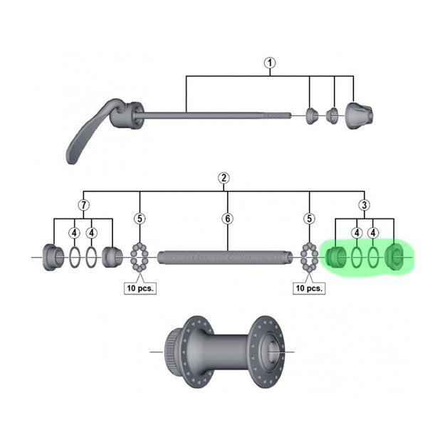 Veržlė ir konusas Shimano HB-RM66 (dešinė)   1