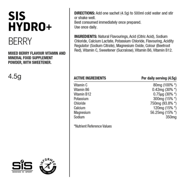 SIS GO Hydro+ Hydration milteliai Berry 6 x 4,5g 1