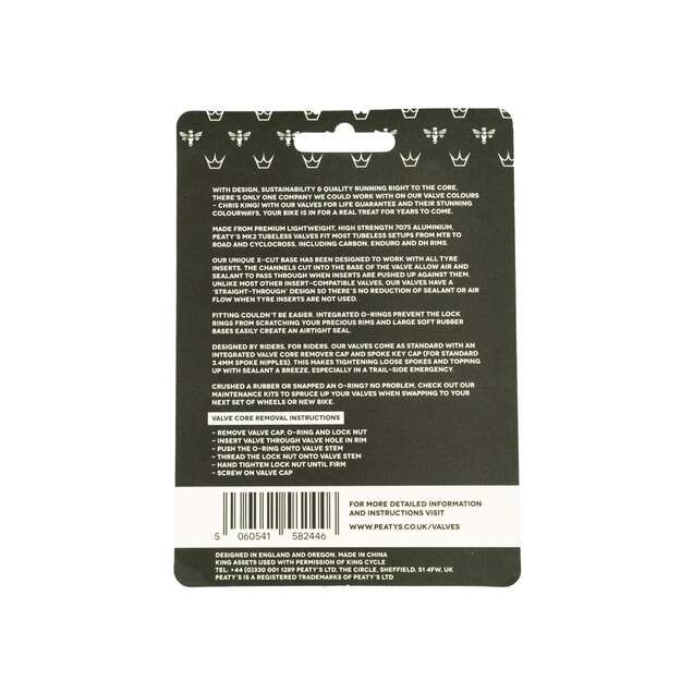 Bekamerinės sistemos ventiliai PEATY S X CHRIS KING (MK2) VIOLET TUBELESS VALVES 60MM (PTV2-60-VLT-12) 2