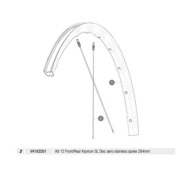 MAVIC KIT 12 FRONT/REAR KSYRIUM SL DISC AERO STAINLESS SPOKE 294MM M7/7 (V4163201)