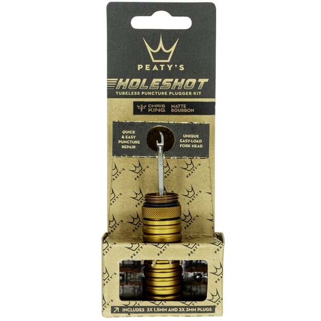 Bekamerinės sistemos remonto komplektas PEATY S HOLESHOT TUBELESS PUNCTURE PLUGGER KIT - BOURBON (PPR-TPP-BRB-12) 1