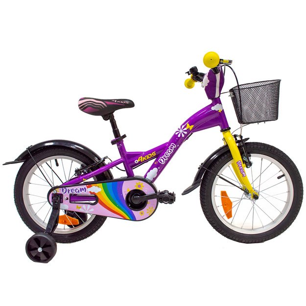 Vaikiškas dviratis 4KIDS Dream 16  dydis 9.5  (24 cm) (plieninis, violetinė)