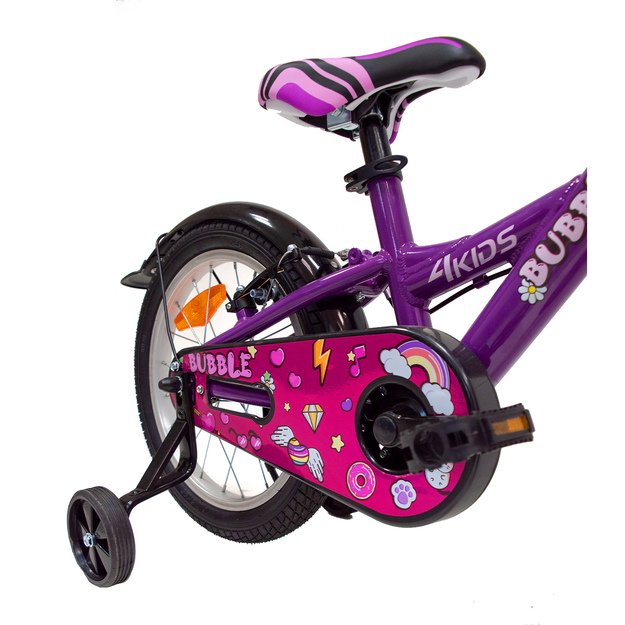 4KIDS Bubble 16  // 1G, dydis 10  (25.5 cm), V-Brake ir Kojinis stabdžiai, aliuminis (violetinė) 3