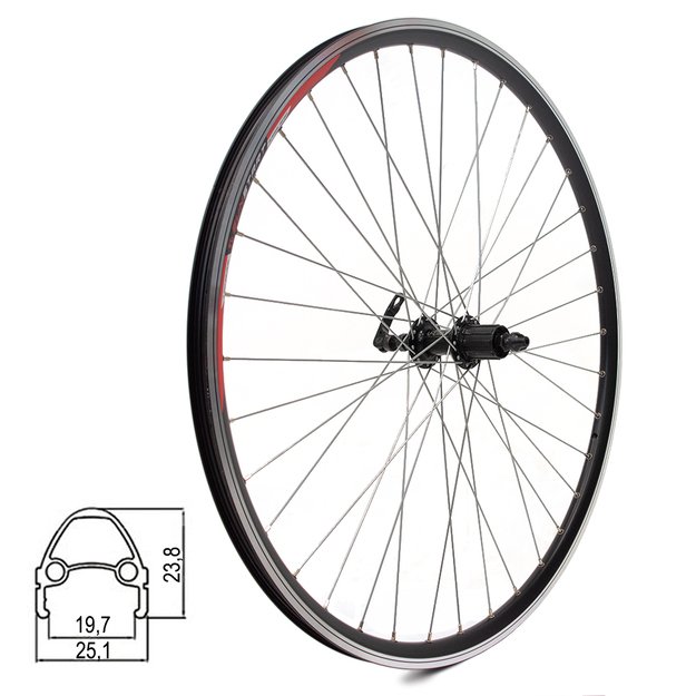 Galinis ratas SUNSTART 28/29  // V-Brake, 36H, kasetė, greitveržlė / QR, aliuminis