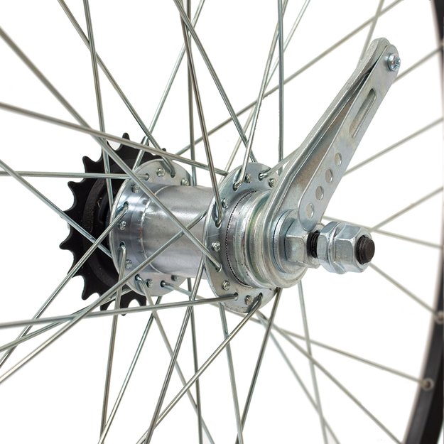 Galinis ratas Dynamic 26  // V-Brake + kojinis stabdis, 36H, 1 pav. 19T, dvigubas ratlankis, kniedytas, veržlė, aliuminis