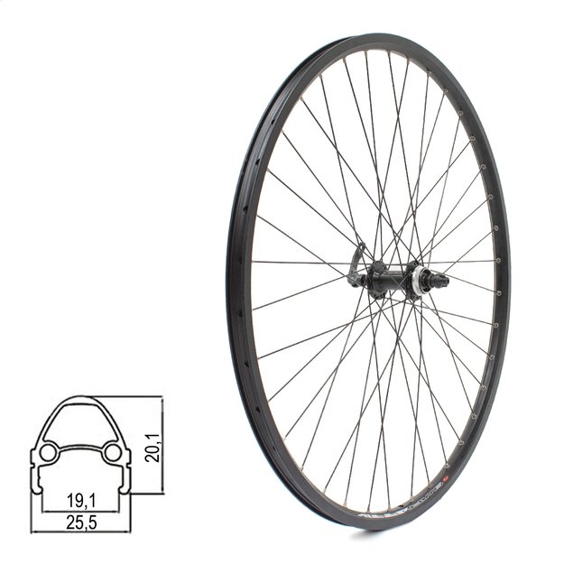 Priekinis ratas J19SB 28/29  // disk. stabdžiams Center-Lock, 36H, QR, dvigubas, kniedytas, aliuminis