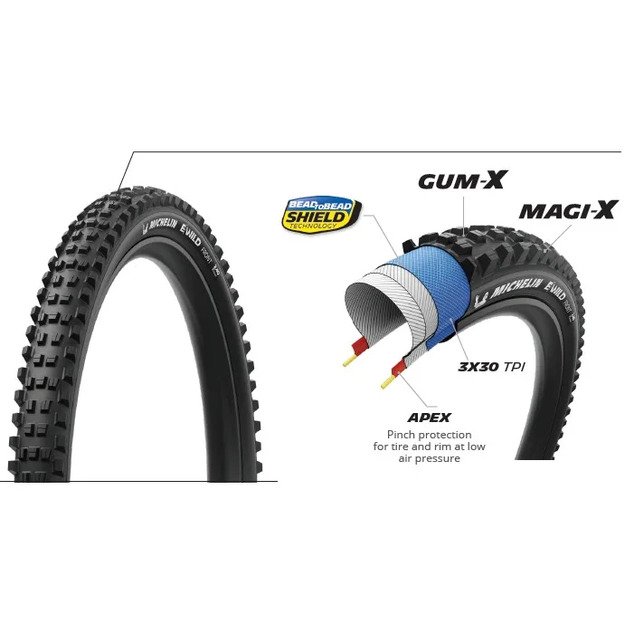 MICHELIN TIRE E-WILD FRONT 27.5x2.60 PERFORMANCE LINE FOLDABLE GUM-X/MAGI-X TS TLR (51482) 2