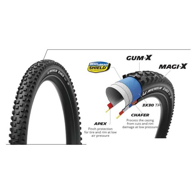 MICHELIN TIRE E-WILD REAR 29x2.60 PERFORMANCE LINE FOLDABLE GUM-X/MAGI-X TS TLR (163628)