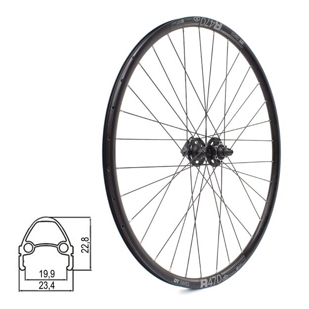 Priekinis ratas DT SWISS R470db 28/29  // diskiniams stabdžiams 6 varžtų, 32H, QR, dvigubas, be kniedžių, aliuminis