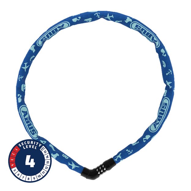 Spyna ABUS Steel-O-Chain&trade; 4804C/75 Blue Symbols // grandinė, 75 cm (mėlyna)