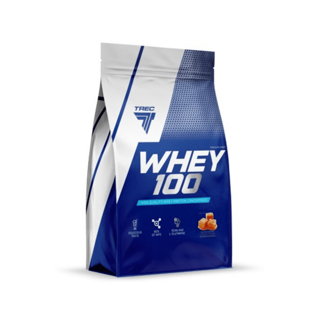 Baltymų milteliai TREC Whey 100, 900 g, sūdyta karamelė